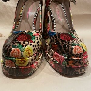 Betsey Johnson Floral Leopard Platform Heels